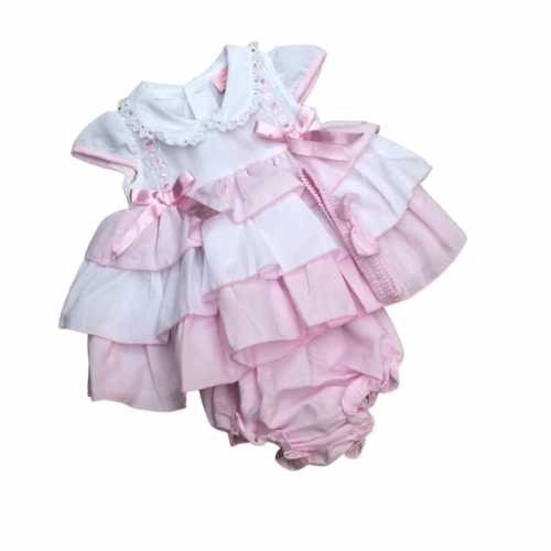 BABY GIRLS RUFFLE DRESS SET WITH MATCHING HEADBAND